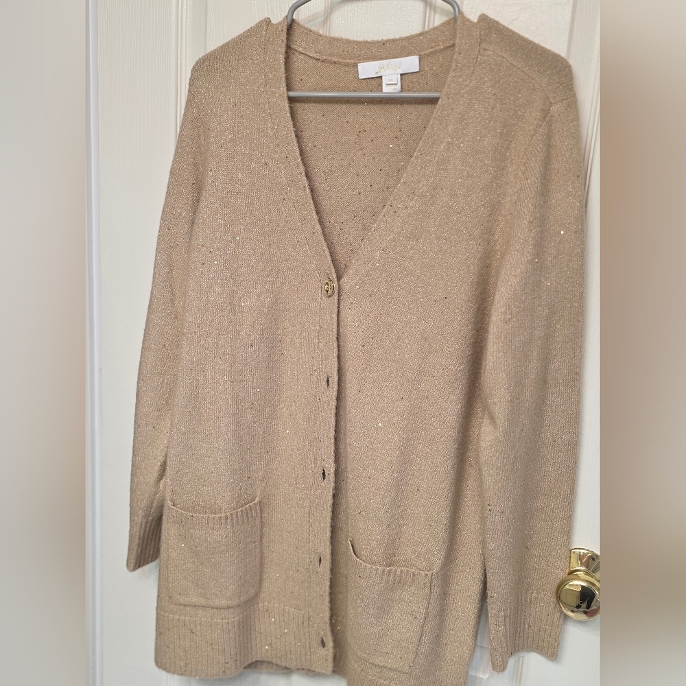 Lilly Pulitzer Gold-Tone Sparkle V-Neck Cardigan